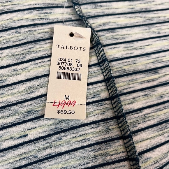 T by Talbots Teal Stripe Long Sleeve Open Cardigan - Picture 9 of 9